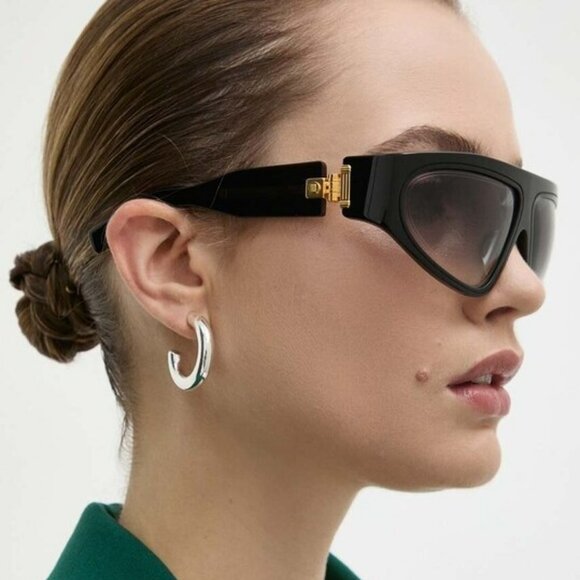 Balmain Women Sunglasses Titanium Black Gold Grey Gradient Wraparound B-ESCAPE - Picture 11 of 15